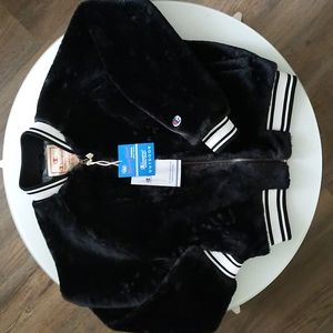 Champion Reverse Weave Faux-Fur Bomber Jacket